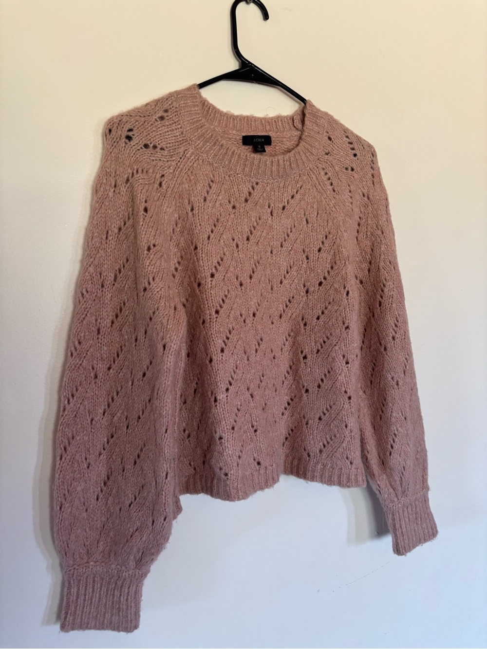 Jcrew Dusty Pink Open-Stitch Crewneck Sweater